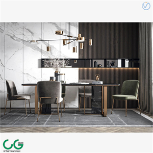 3d model of modern light luxury dining table and chairs